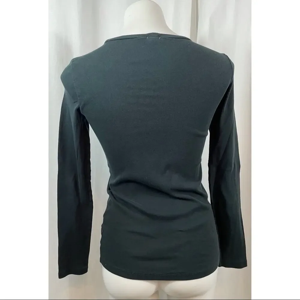 J. Crew Top 100% Cotton Long Sleeve Tee Black Basic Tee Scoop Neck